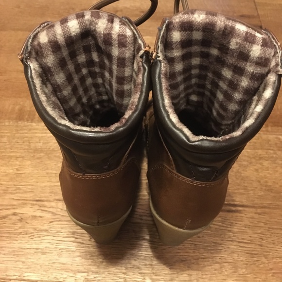 K Studio, Ankle boots, brown with checkered pattern inside, size 6 - Picture 3 of 5